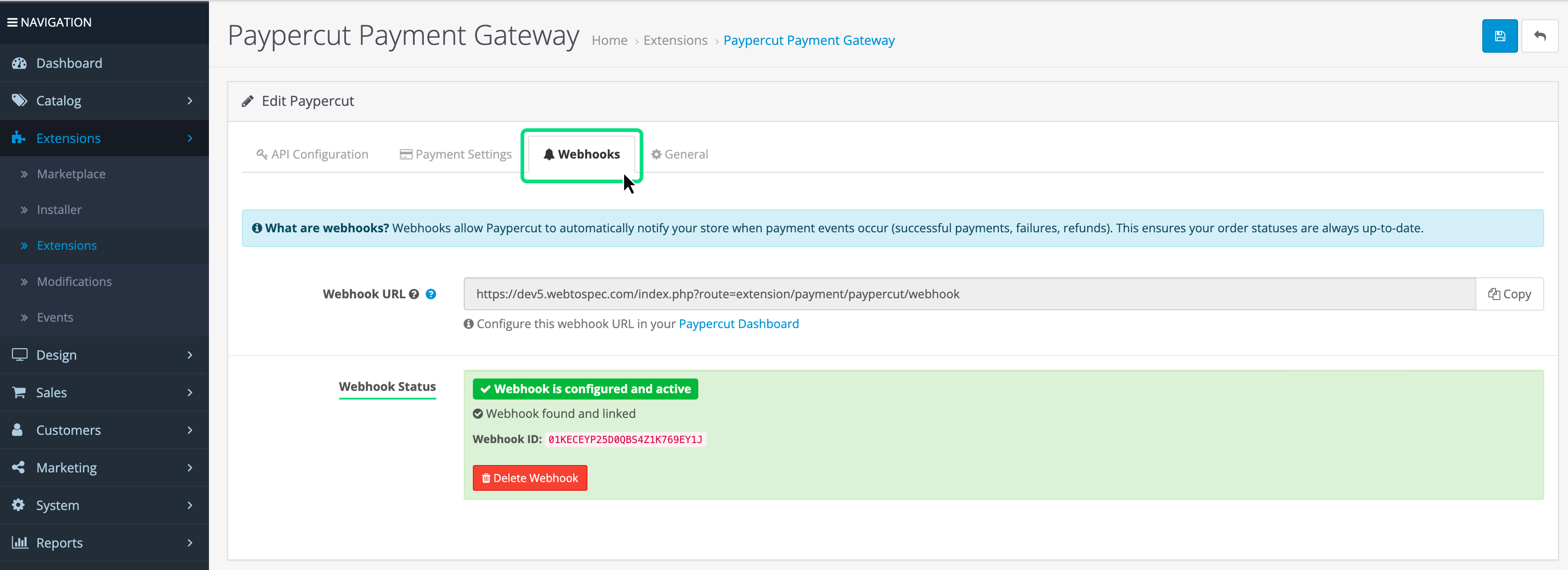 Webhook configuration