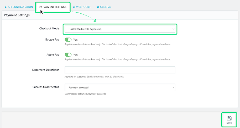 Payment settings