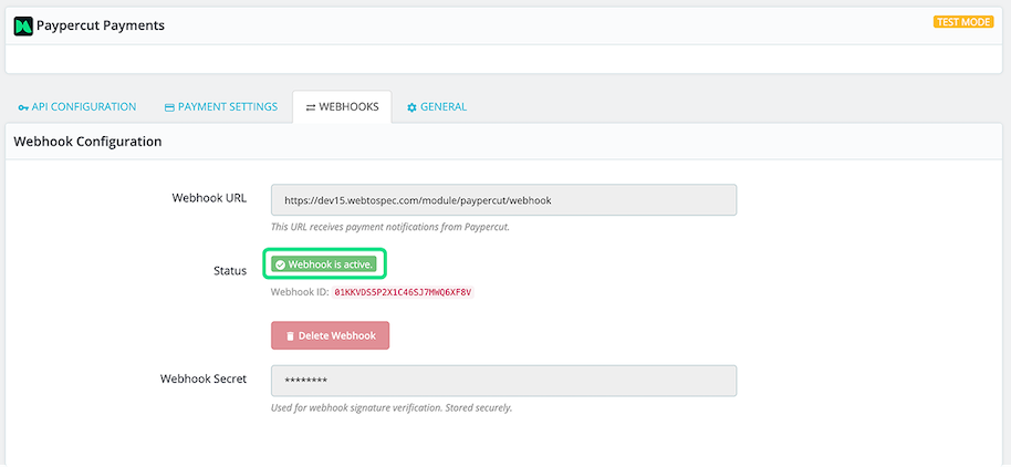 Webhooks created